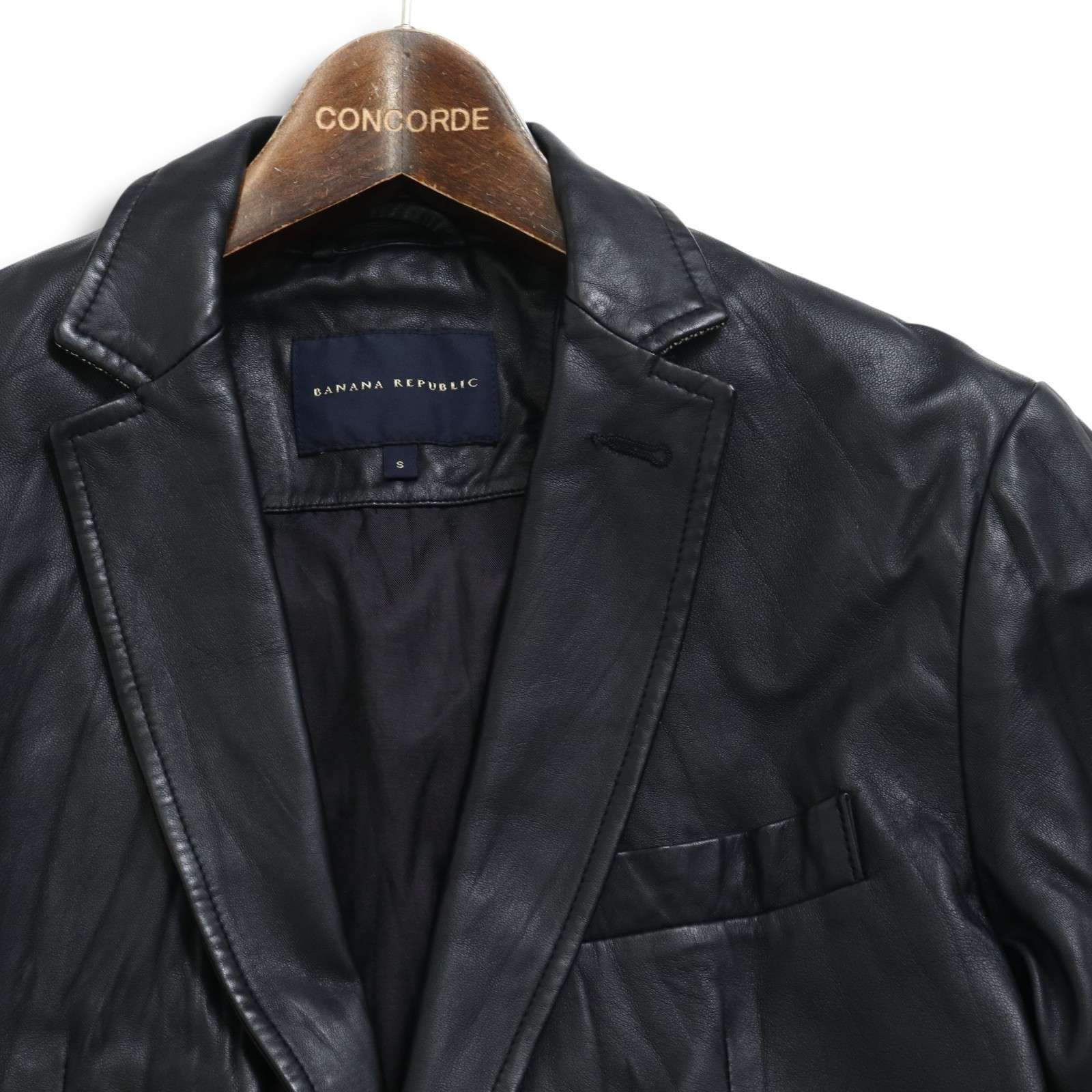 美品 バナナリパブリック ラムレザー テーラードジャケット 羊革 黒 42 XL Banana Republic バナナリパブリック 秋冬 羊革☆ ラム レザー