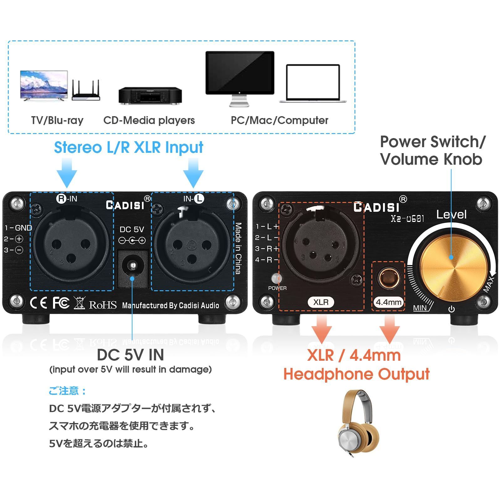 ヘッドホンアンプ バランスヘッドホン用 4.4mm 竹｜ヘッドホン