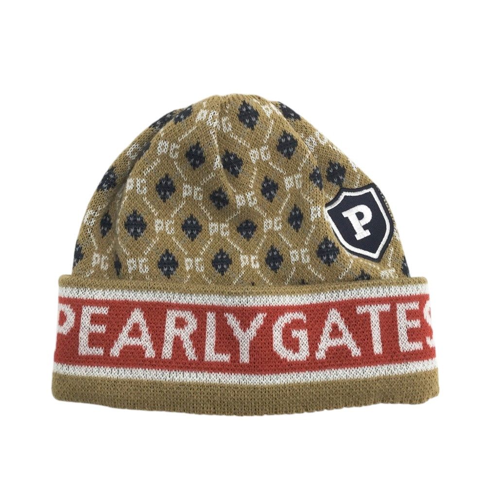 PEARLY GATES パーリーゲイツ ニット帽 ロゴ 総柄 ブラウン系 FR 240101371756 ゴルフウェア ストスト