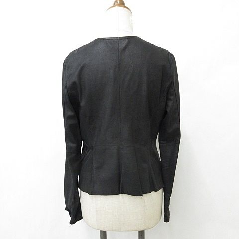 マイケルマイケルコース Michael michael kors ジャケット レザージャケット 羽織 ドレープ 羊革 ラムレザー 黒 ブラック 4