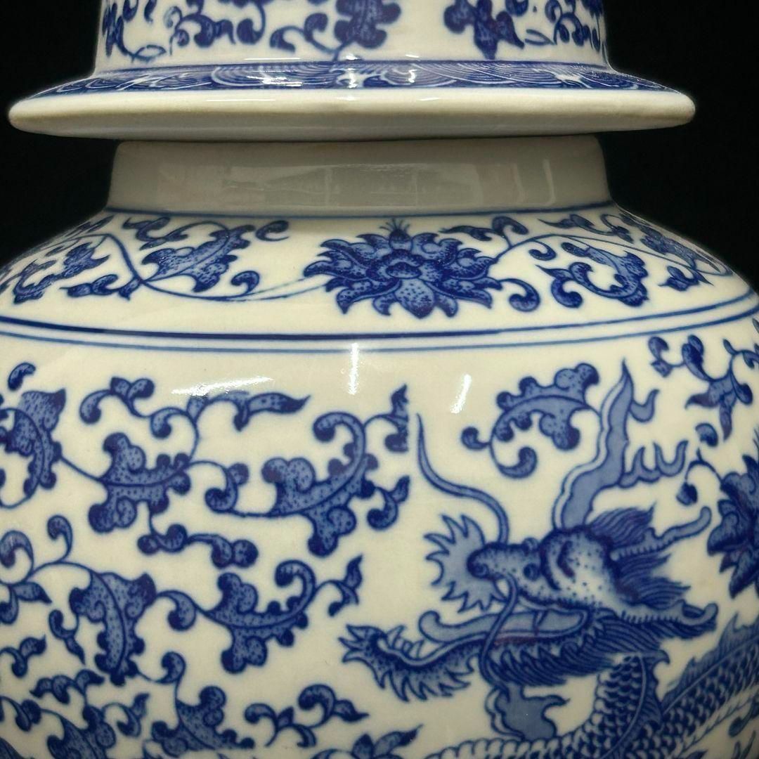 清乾隆青花磁器龍紋将軍缶 景徳鎮 陶磁器 装飾品 現代工芸品