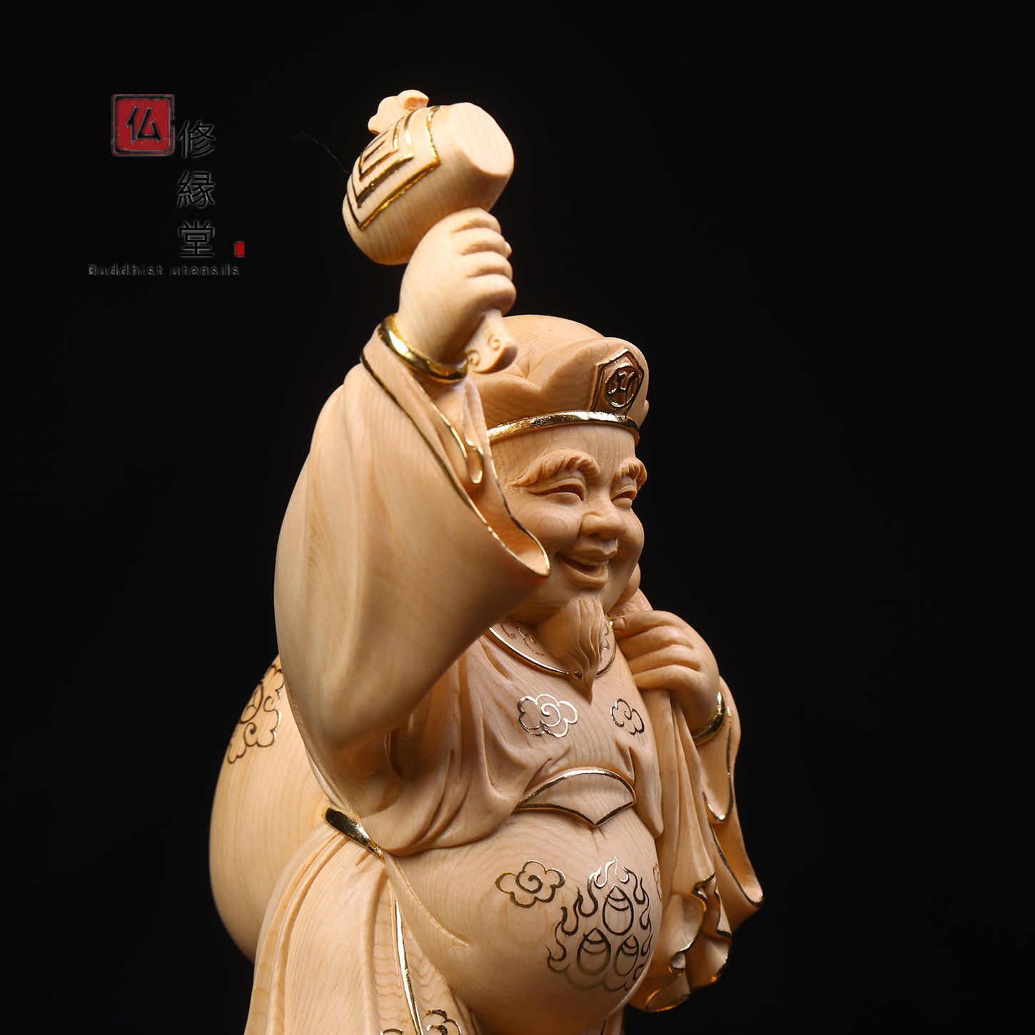 修縁堂】彩繪 大黒天 三面大黒天 2点セット 仏像 大黒様 木彫り 修縁堂】彩繪 大黒天 三面大黒天 2点セット 仏像 大黒様 木彫り