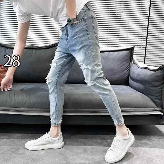 [28]メンズ ファッション 服 用 オシャレ シンプル 大人 かっこいい ストリート 夏コーデ パンツ ズボン 履物  ジーンズ ストレッチ パンツ スクラップ パンツ 