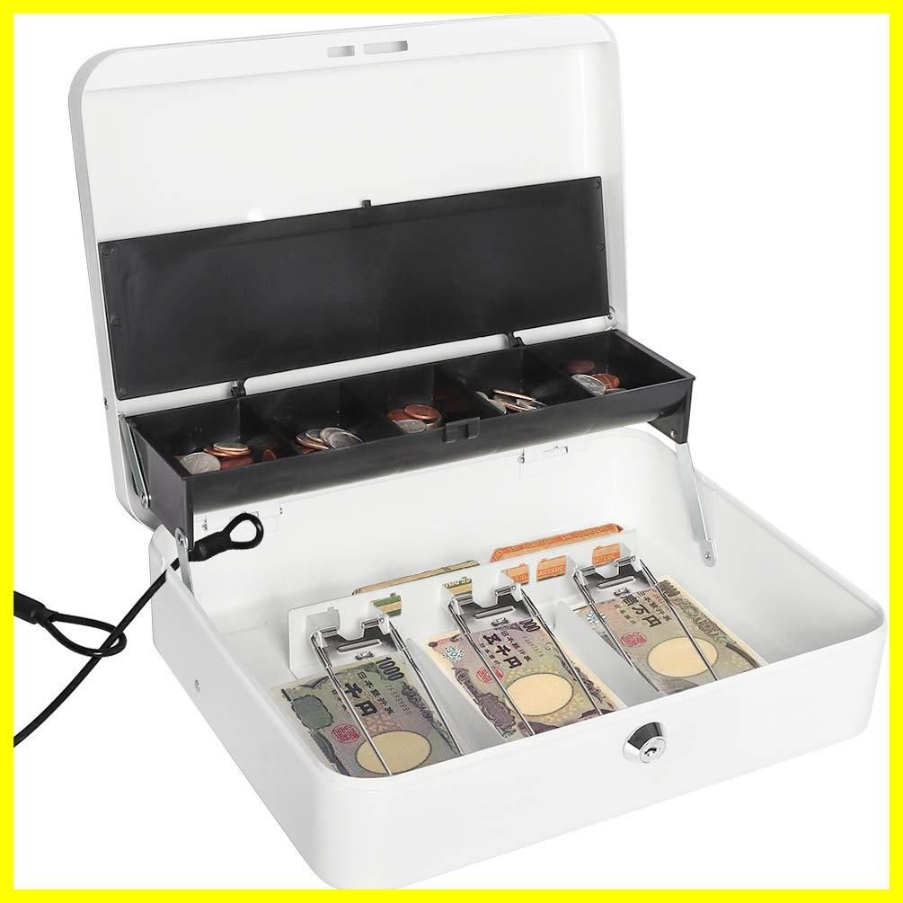 盗難防止 ワイヤー付き(白 3つスプリングクリップ 会計用コインケース キーロック式