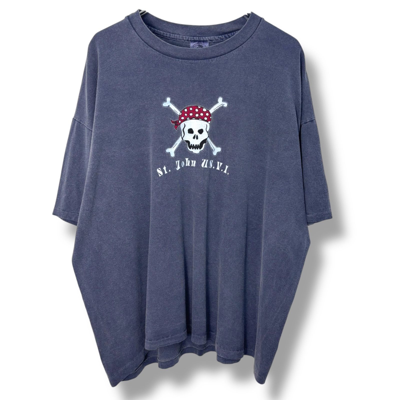 90s St.John u.s.v.i Print T-Shirt Made in USA 【XL】 90年代 スカル 