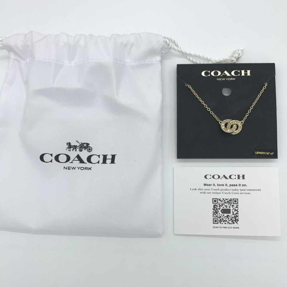 COACH] インターロッキング オープンサークル パールペンダント 