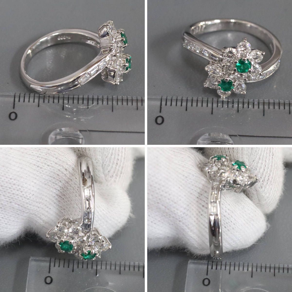 Pt900ダイヤモンドエメラルドリング D1.17 E0.18 6.6g #12 - メルカリ 