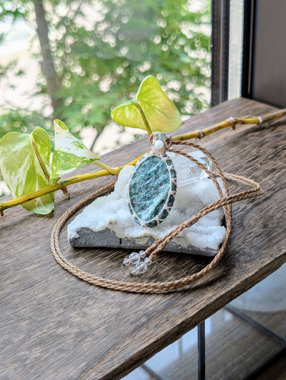 お買い得品 ☆グリーンアベンチュリンDruzy・アベンチュリン☆マクラメ