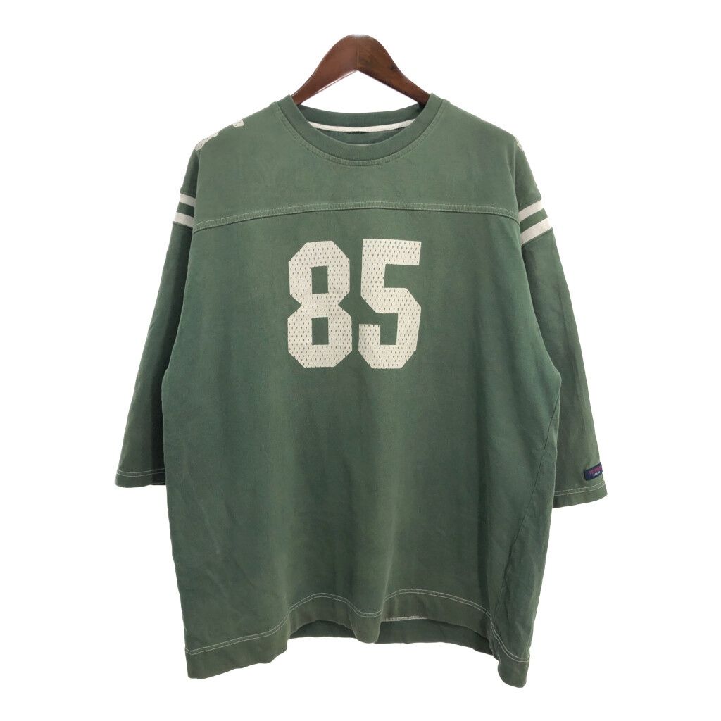 TOMMY JEANS トミージーンズ フットボールＴシャツ 大きいサイズ グリーン (メンズ XXL相当) 中古 古着 T4524