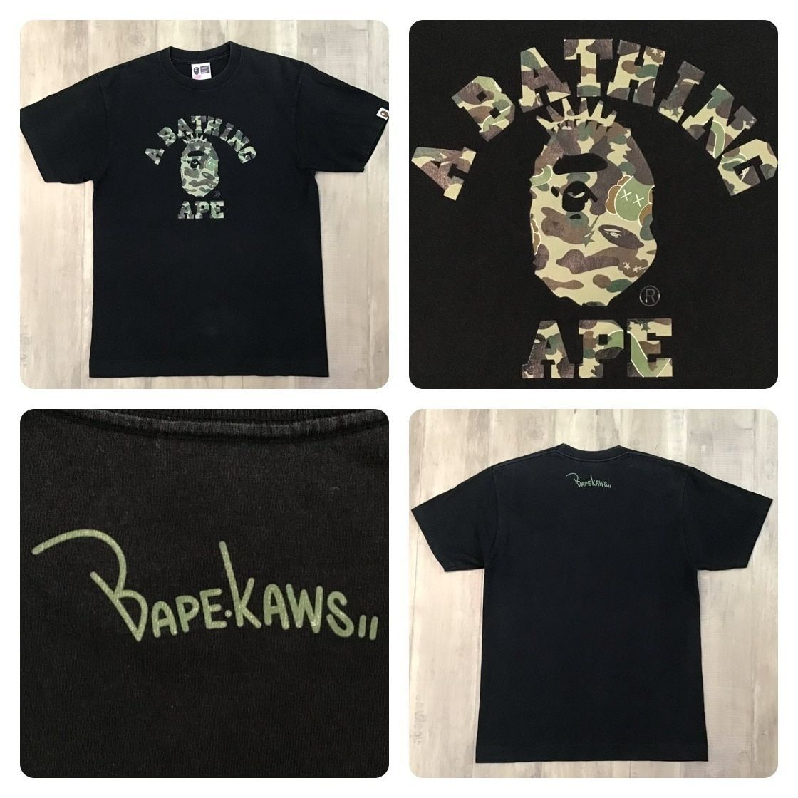 KAWS × BAPE camo Bendy NYC カレッジロゴ Tシャツ Mサイズ a