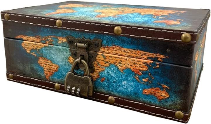 elrin 小物入れ 木製 収納 アンティーク 小箱 ふた付き レトロ 財宝