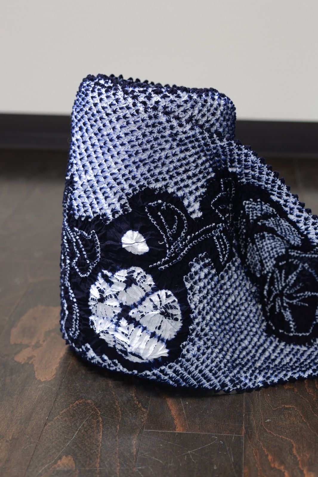 反物 浴衣 藤娘きぬたや 鹿子絞り 疋田絞り 帽子絞り 藍 白 朝顔 A 001