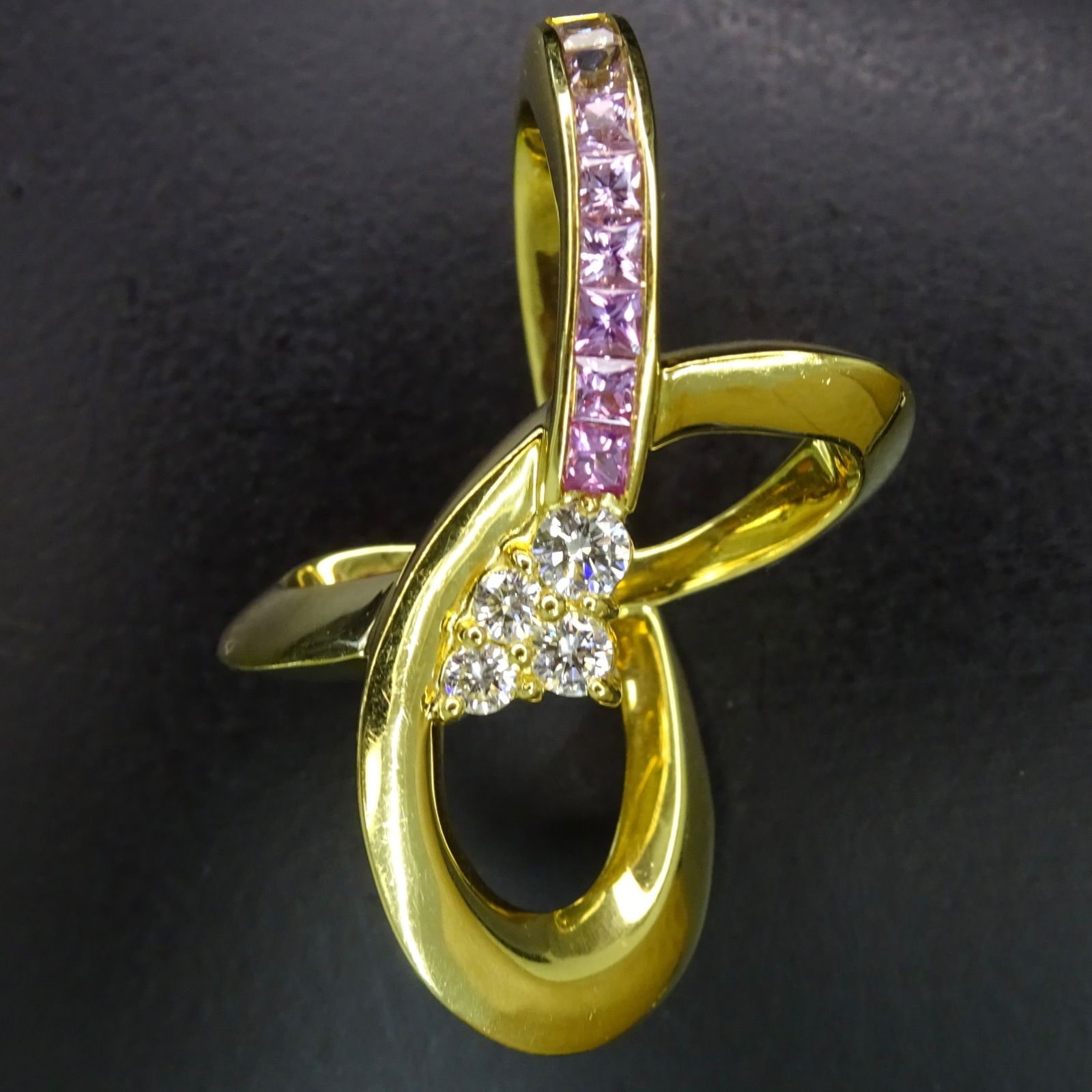 18金 ゴールド GOLD 750 K18 天然ピンクサファイア0.44ct 天然