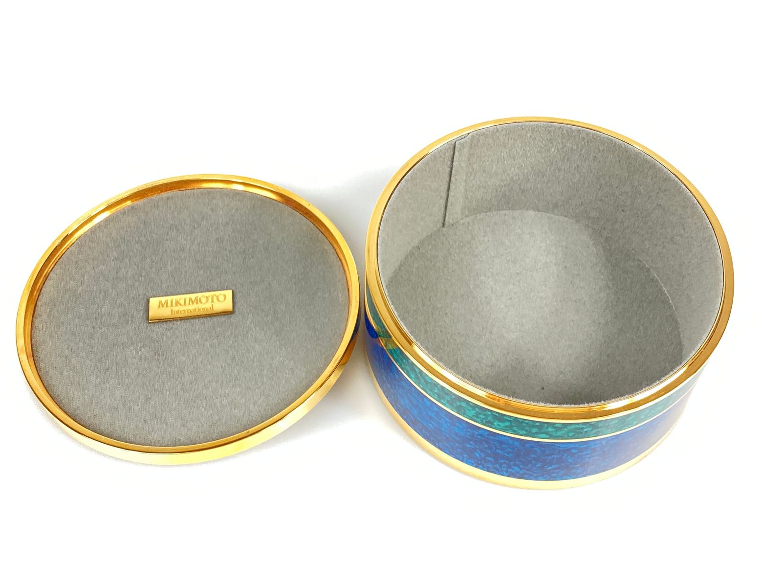 ミキモト MIKIMOTO ミニパール ジュエリーケース 小物入れ 七宝 ブルー