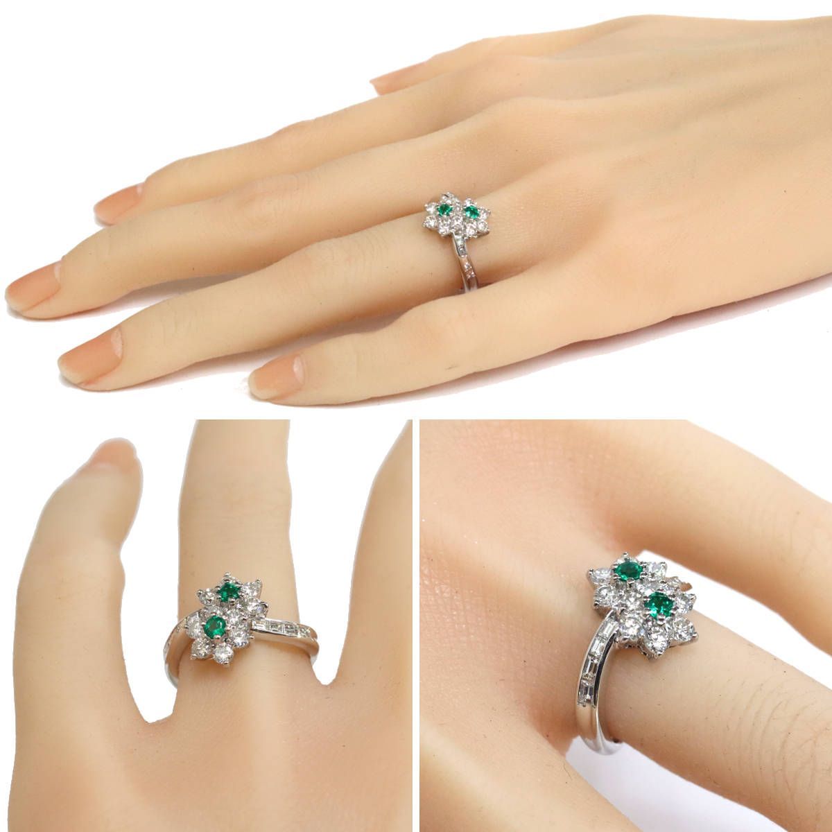 Pt900ダイヤモンドエメラルドリング D1.17 E0.18 6.6g #12 - メルカリ 