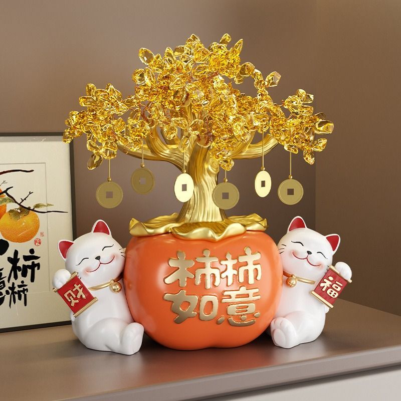 天然石シトリンの月　置物　台座付きG.64 天然石シトリンの月 置物 台座付きG.64 金のなる木 像 招き猫 ねこ