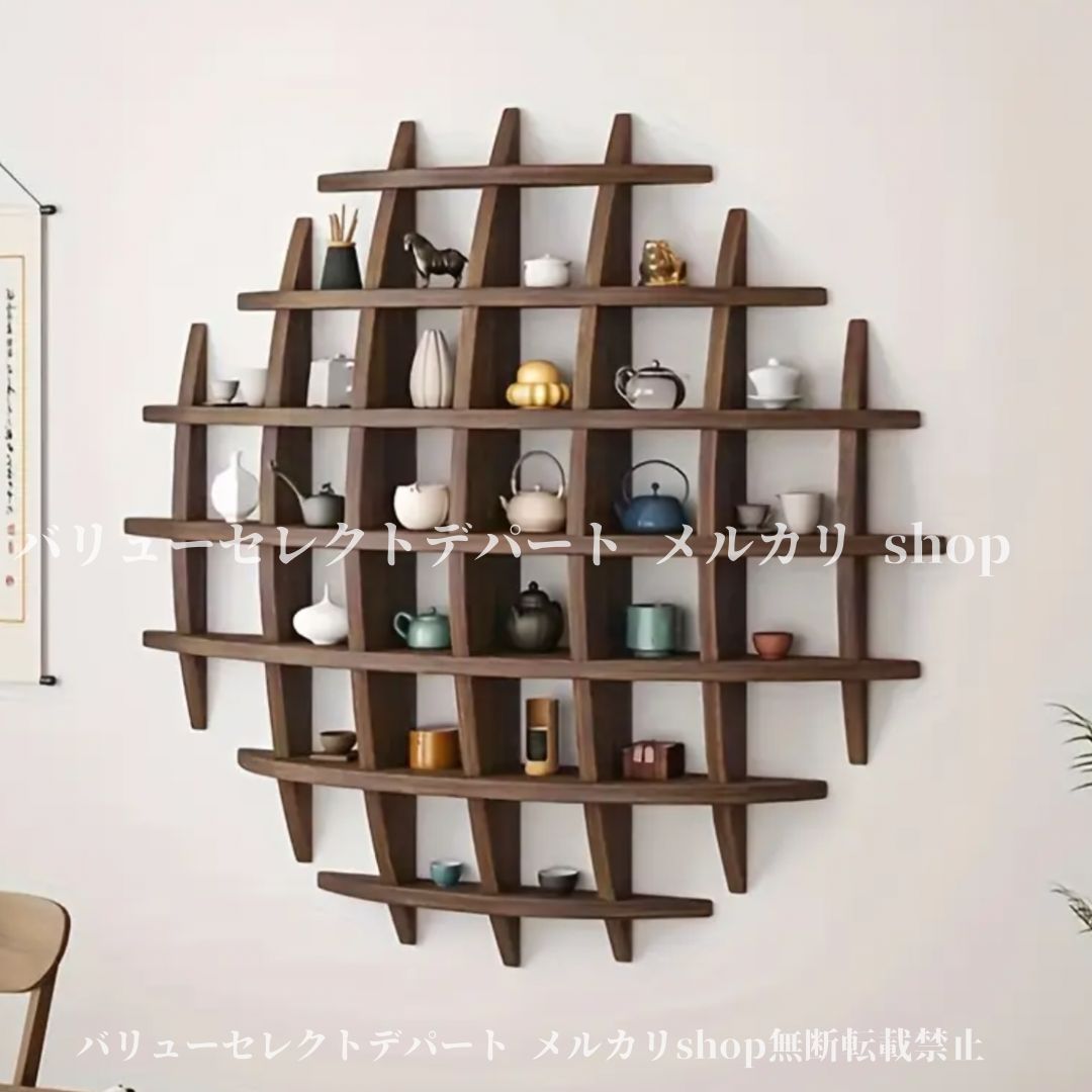木製ティーセットホルダー 壁掛け 丸型 ヴィンテージシェルフ ティーカップ収納棚 茶器収納 飾り棚 日本語学習室装飾 木製構造 コンパクト収納 ディスプレイラック インテリア収納 茶器整理棚 小型ウォールシェルフ モダン家具 壁面収納 リビングルーム装飾
