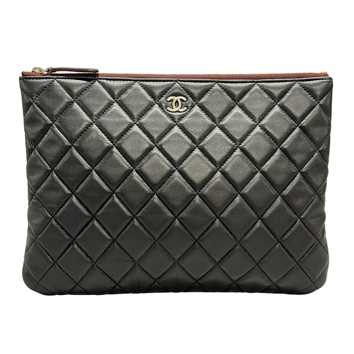CHANEL シャネル クラッチバッグ マトラッセ 黒 ココマーク|ゴールド金具 ラムスキン