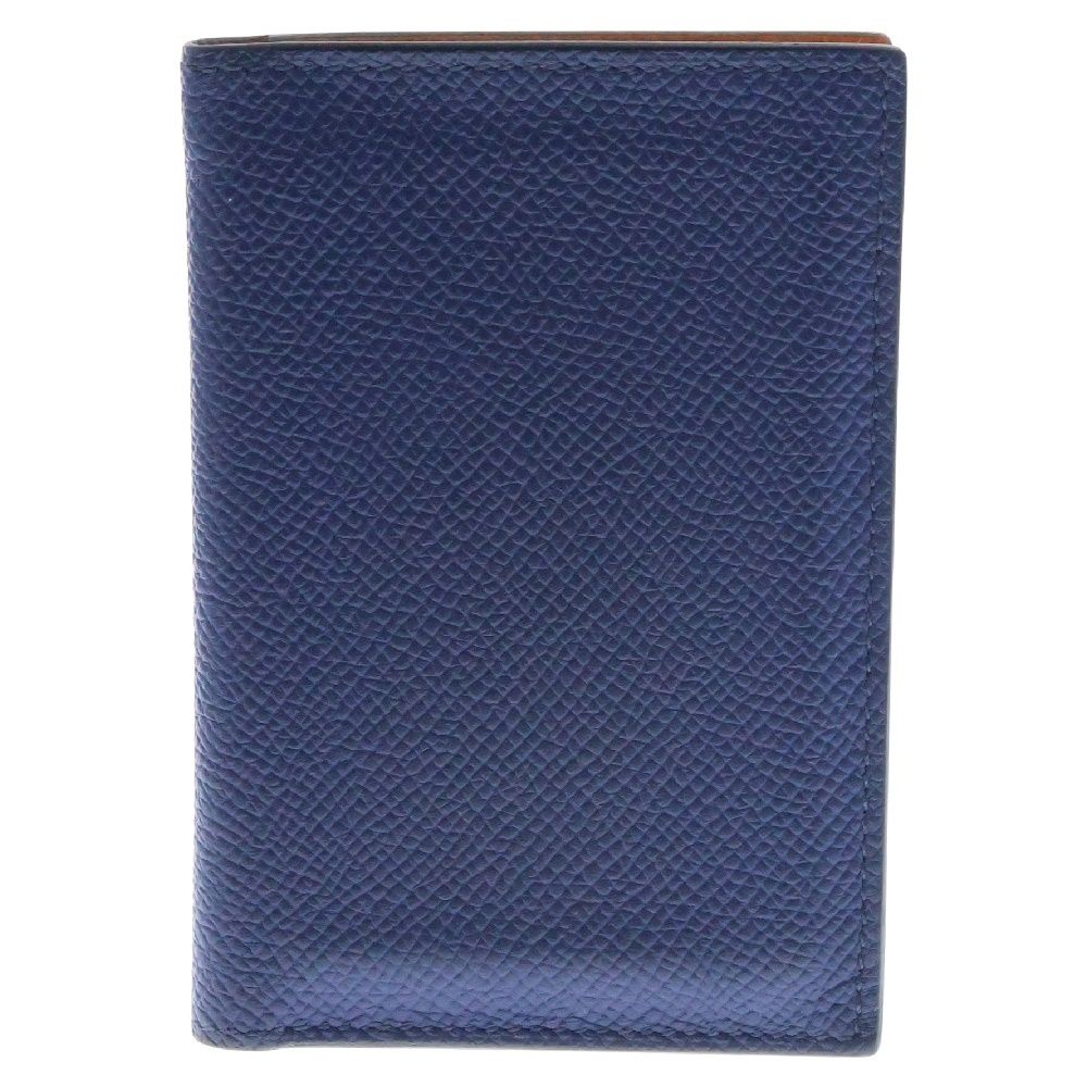 HERMES エルメス MC2 ユークリッド カードケース パスケースブルー×オレンジ ヴォーエプソン B刻印