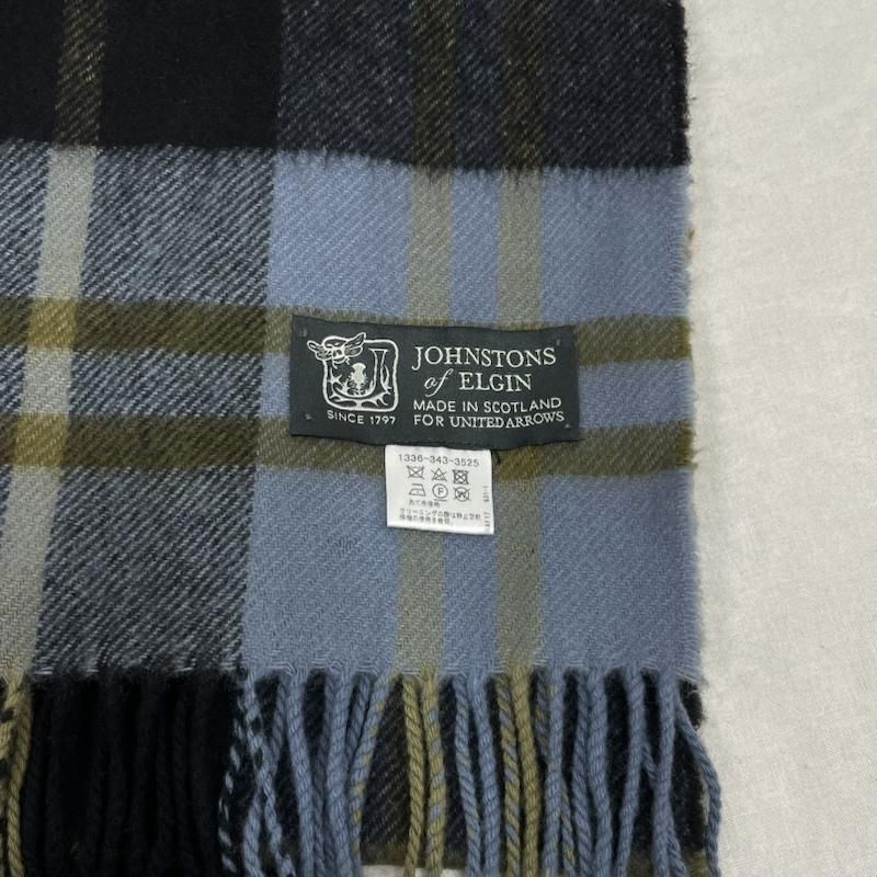 JOHNSTONS OF ELGIN ジョンストンズオブエルガン ストール カシミヤ混 マフラー タータン チェック 大判 フリンジ