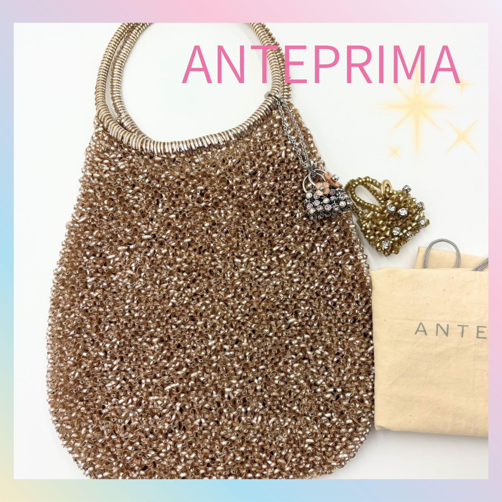 美品 ANTEPRIMA アンテプリマ ワイヤーバッグ ピンクゴールド PINK