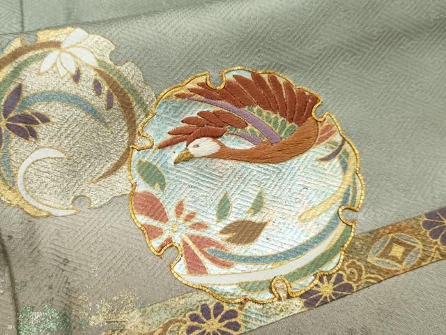 平和屋本店□極上 中国三大刺繍 スワトウ刺繍 汕頭刺繍 訪問着 古代  