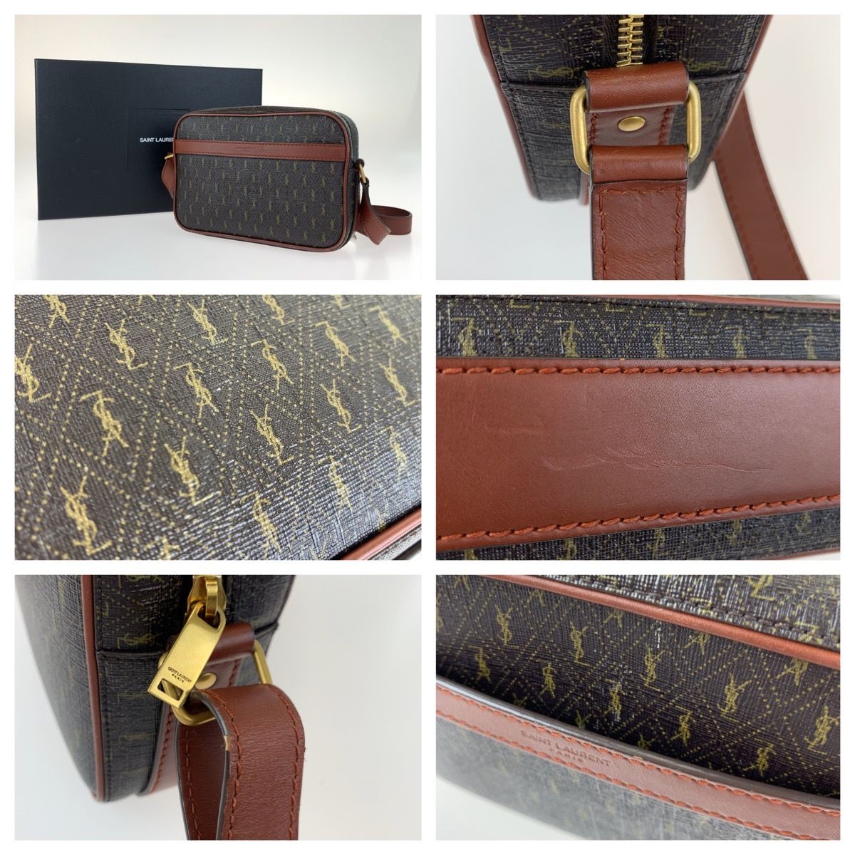 SAINT LAURENT サンローラン ル・モノグラム YSL ブラウン 茶 ゴールド 