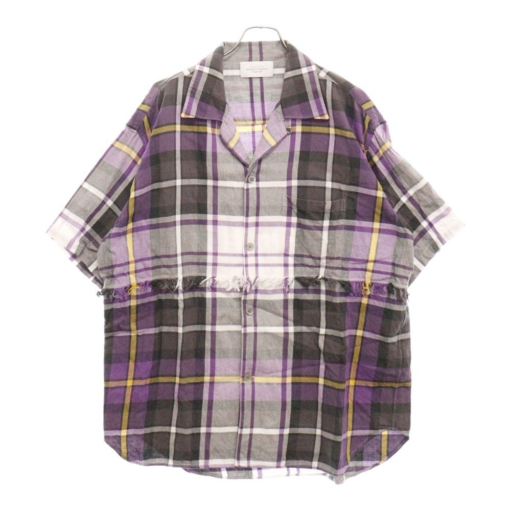 UNUSED (アンユーズド) 22SS fringe S/S shirt 右ポケット付き フリンジ チェック 半袖シャツ マルチ
