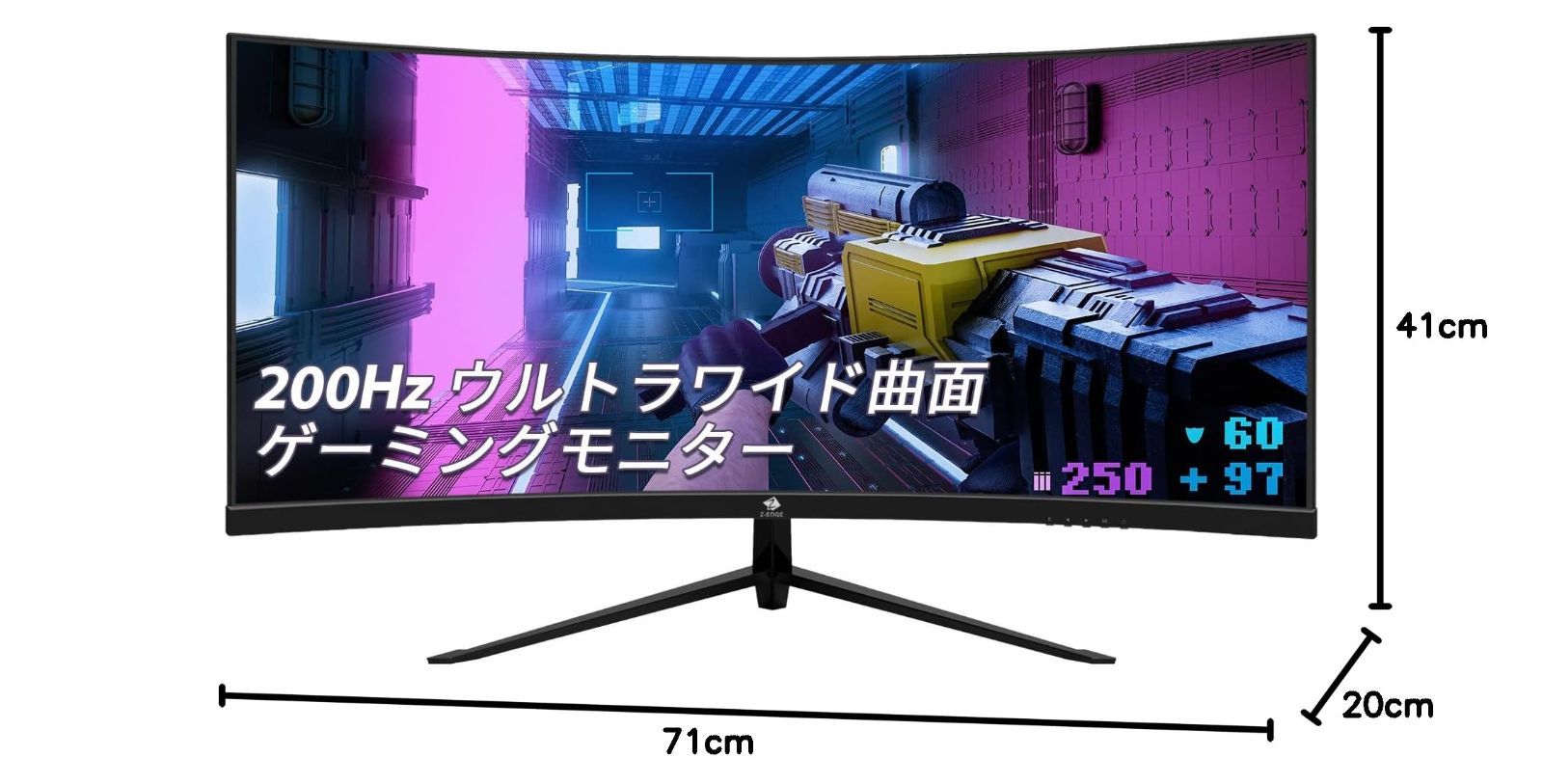 在庫処分】30インチ ウルトラワイドディスプレイ 200Hz 曲面 LED WFHD 21:9 ゲーミングモニター 2560x1080/非光沢/VAパネル/1500R/HDR(標準輝度:300cd/㎡)/1ms/FreeSync/HDMI/DisplayPo  - メルカリ