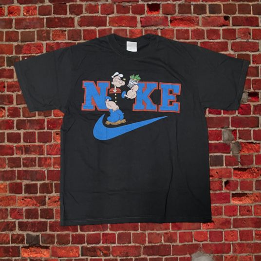 【激レア】90s'/NIKEナイキ/POPEYE掲載/ゲームシャツ/刺繍ロゴ/L POPEYE NIKE / ポパイ ナイキ Tシャツ 映画Tシャツ ムービーTシャツ