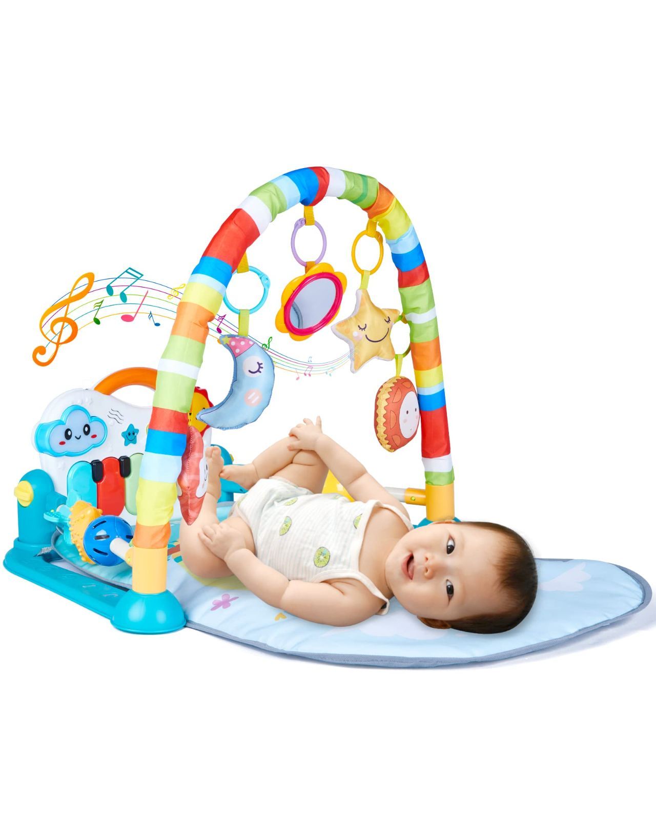 WYSWYGベビージム プレイマット プレイジム 新生児 ベビーおもちゃ おしゃれ 赤ちゃん ベビー 室内遊具 知育玩具 出産準備 出産祝い プレゼント ギフト 0歳青い
