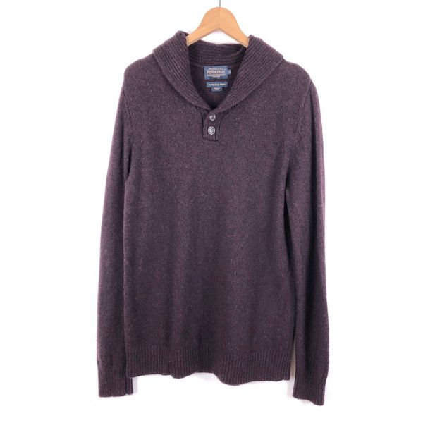【古着】 PENDLETON ペンドルトン セーター ショールカラー ボタン開き やや薄手 ワイン系 メンズM 【中古】 n059439