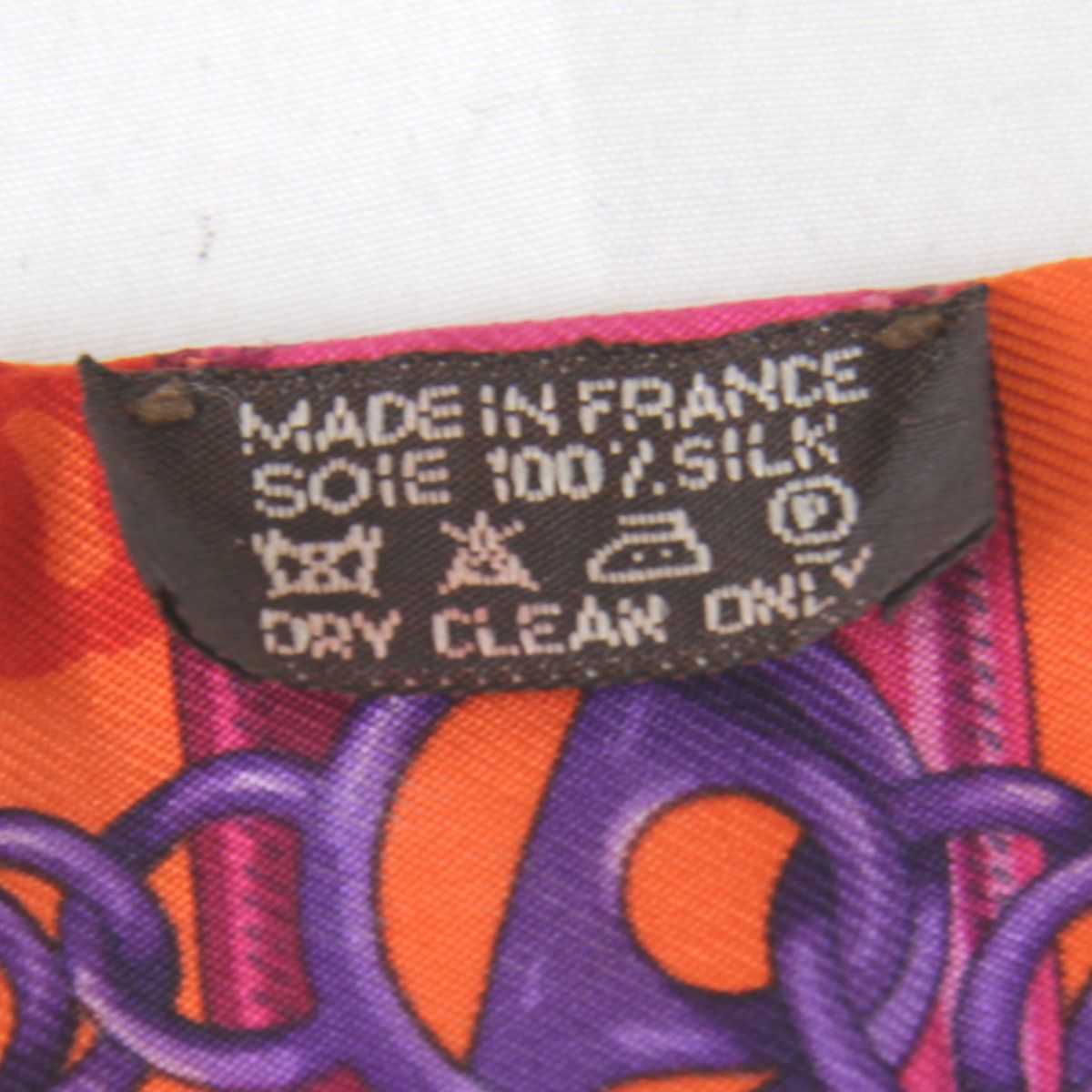 美品『USED』 エルメス ツイリー チェーン柄 スカーフ シルク オレンジ