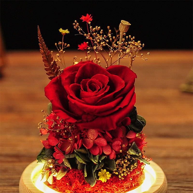 プリザーブドフラワー 枯れない花 ガラスドーム 薔薇 ドライ