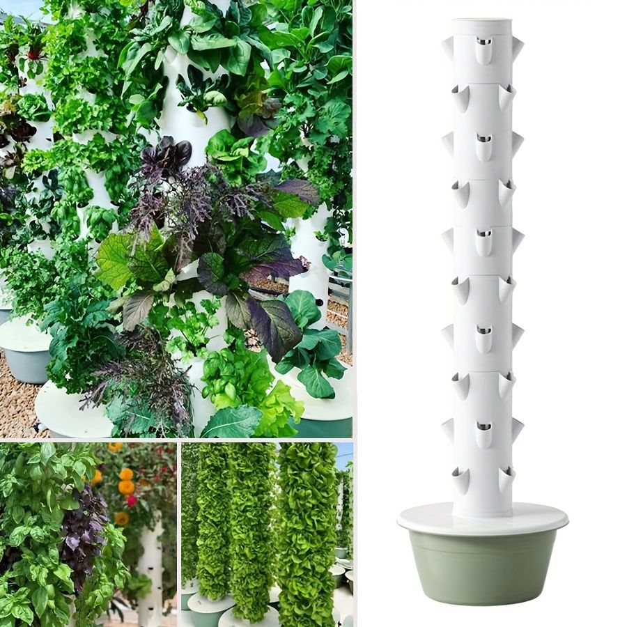 ハイドロポニックタワーガーデンキット 10段40穴垂直野菜プランター ABSプラスチック製ストロベリポット スタンドアップハイドロポニックシステム 育苗トレイと植栽付き 屋内|屋外ガーデニング 果物と野菜の土壌レス栽培 電気不要 ポンプは含まれていません