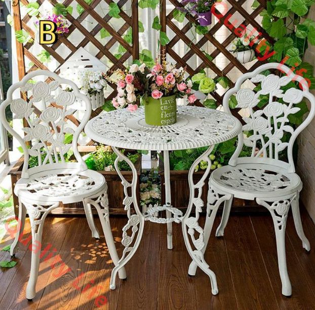 ガーデンテーブルセット ガーデンファニチャー 2人用 庭園テーブルセット 鋳造アルミニウム 屋外テーブルと椅子セット ガーデンチェア 3点セット コンビネーションテーブルと椅子 屋外テーブルチェアセット 耐水 耐日光 四季通用 お