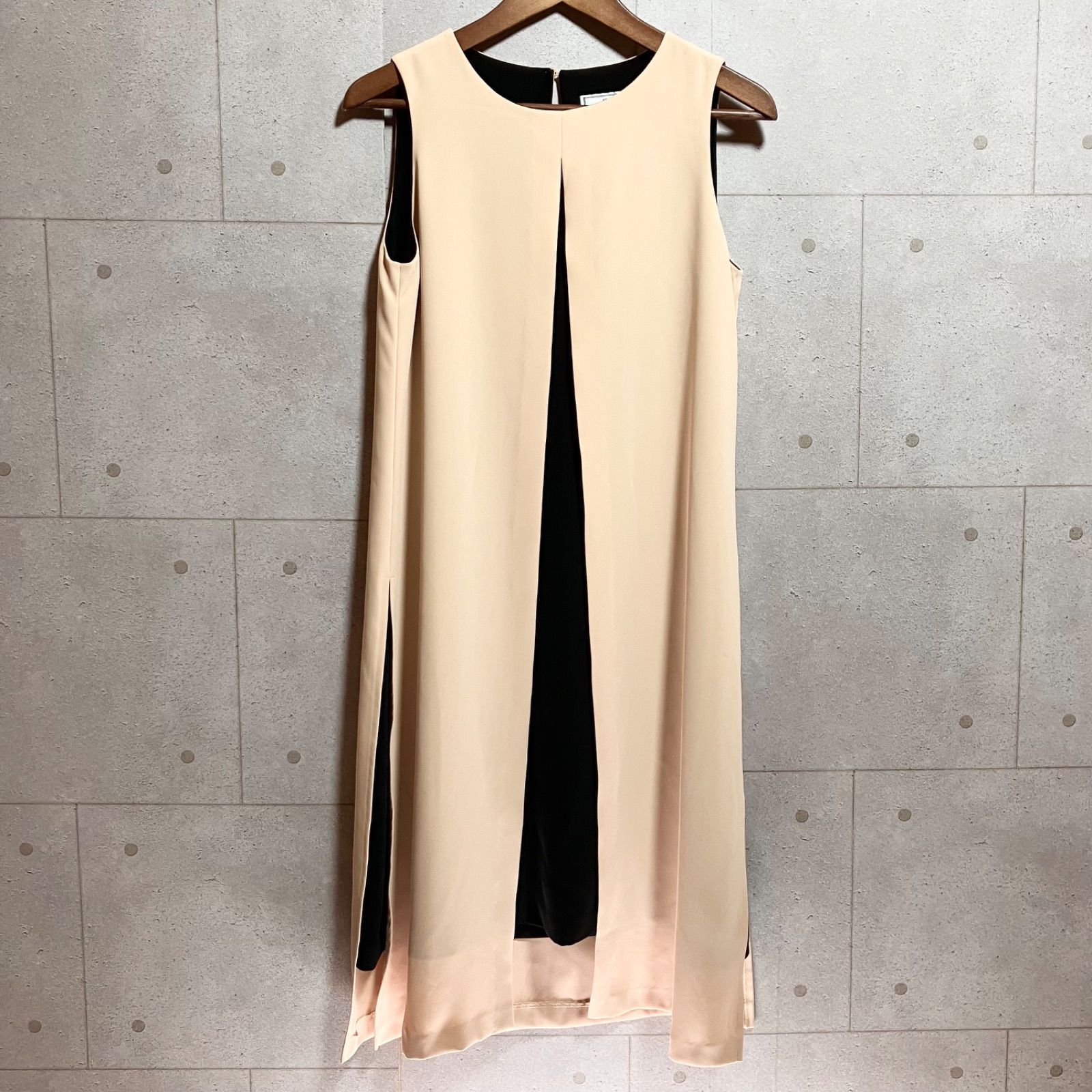 FENNELノースリーブ ロングワンピース 9号 ベージュ/ブラック