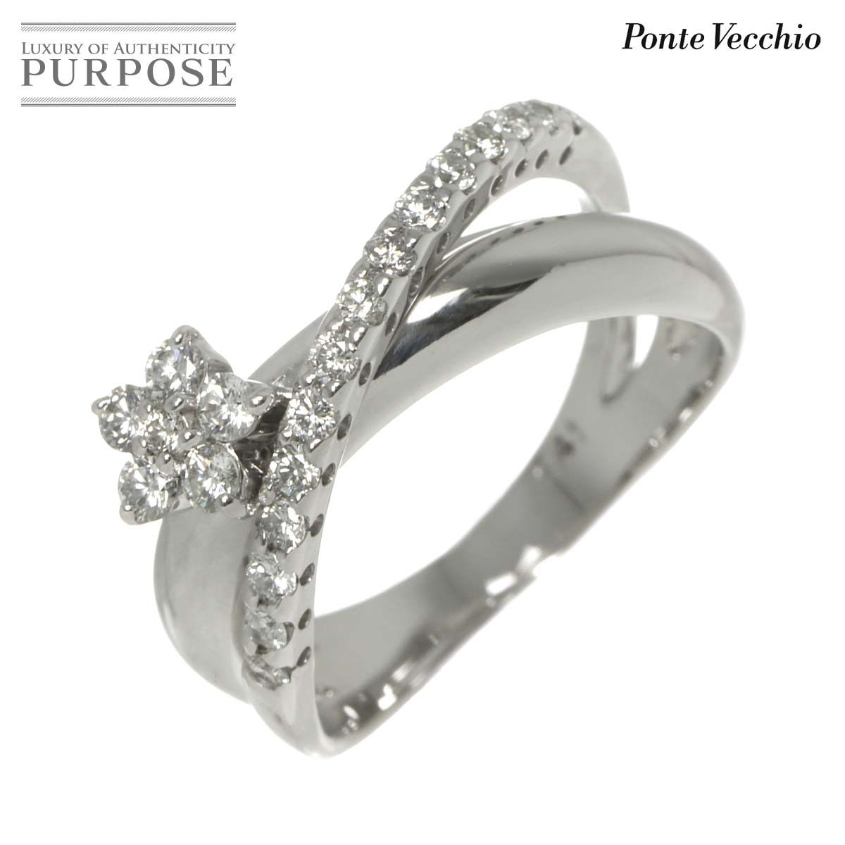 ポンテヴェキオ Ponte Vecchio 12号 リング ダイヤ 0.41ct K18 WG ホワイトゴールド 750 指輪 花 Diamond Ring 90294951