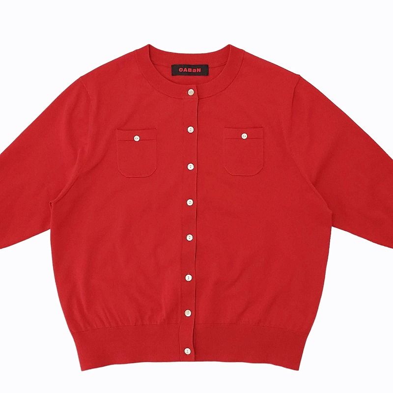CABaN ハーフスリーブ ポケット カーディガン S レッド キャバン CABaN ハーフスリーブポケットカーディガン レッド