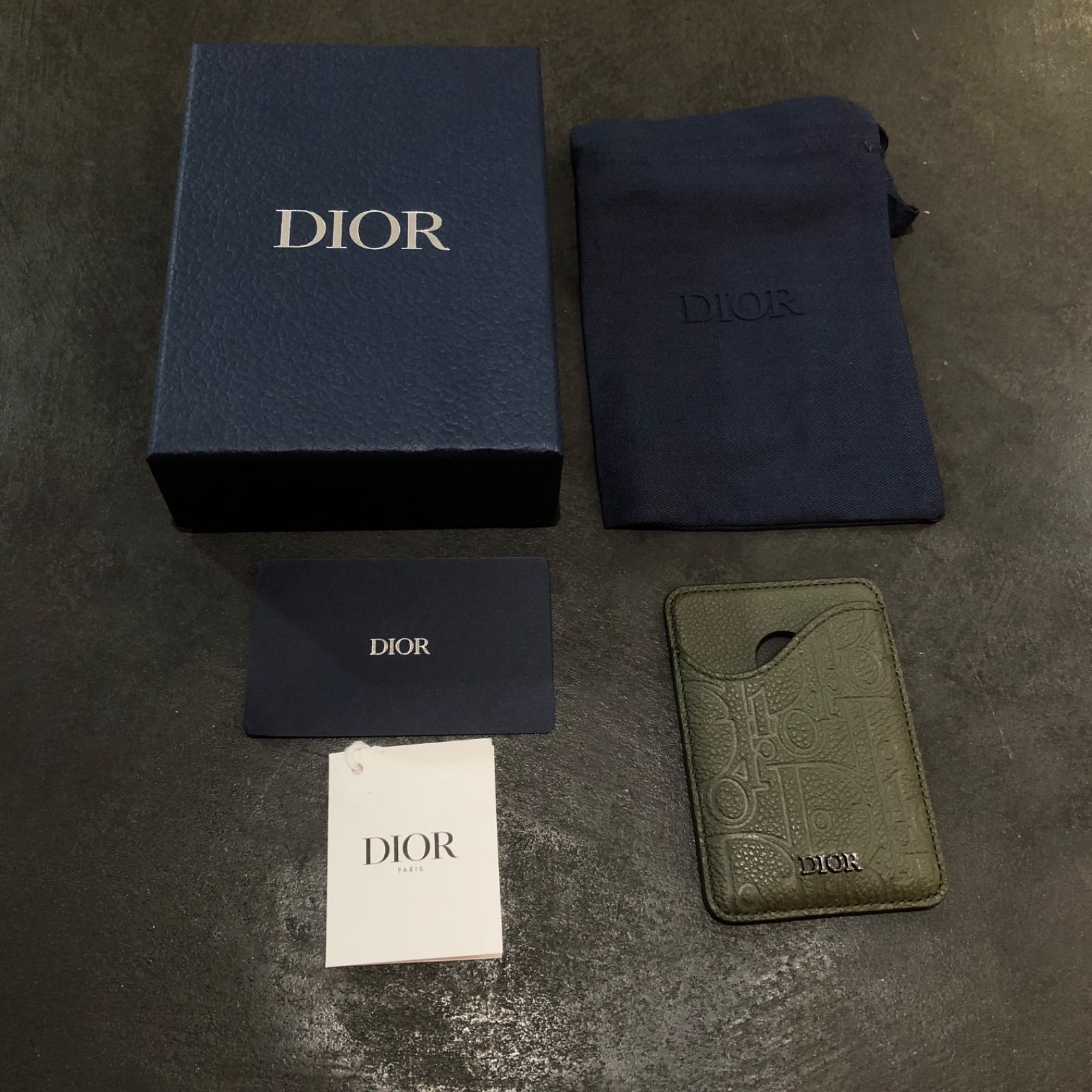 参考上代69000円 未使用品 DIOR Saddle マグネット カードホルダー カードケース ディオール カーキ　85461A2