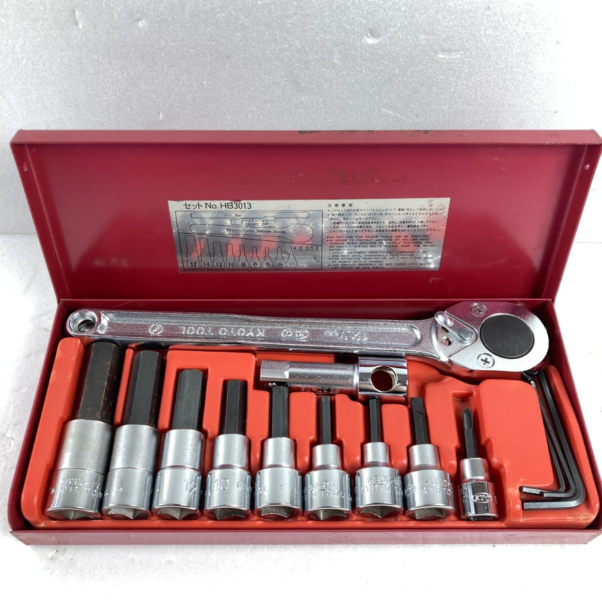 ＊＊KTC ケーティーシー ヘキサゴンレンチセット 12.7sq ケース付 13pc HB3013