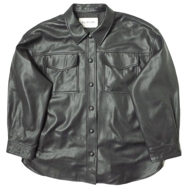 Ray BEAMS ブラックレザーオーバーサイズジャケット Ray BEAMS ブラックレザーオーバーサイズジャケット Ray BEAMS（レイ