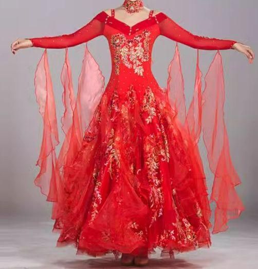 社交ダンスドレス モダンダンス 刺繍 キラキラ ホワイト オーダー