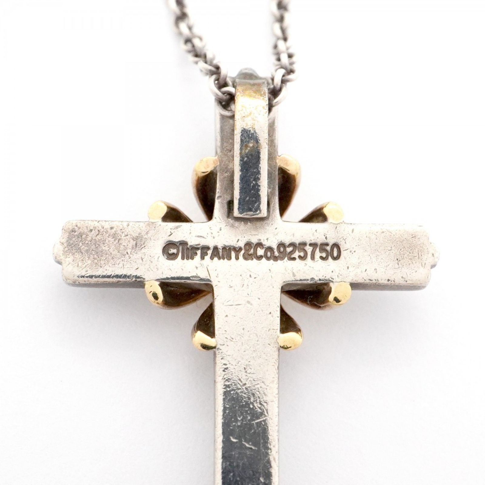 ティファニー　ネックレス　シグネチャー　クロス　シルバー925 K18ゴールド ティファニー ネックレス シグネチャー クロス シルバー925 K18