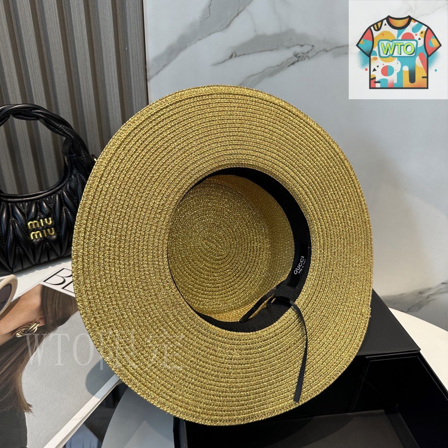 GUCCI 麦わら帽子 Gucci グッチ ホースビット付き ストロー 麦わら帽子 ハット