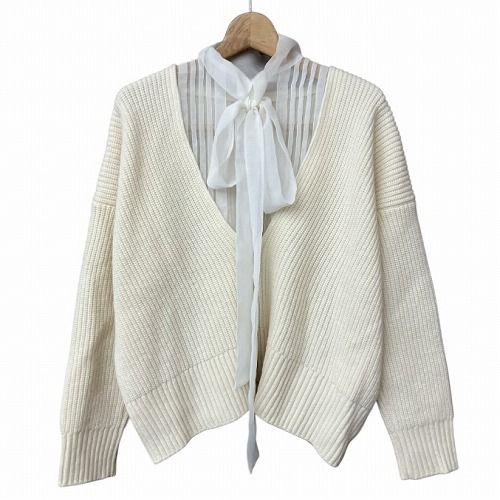 サカイ sacai 20AW ボウタイ ドッキング ニット セーター クリーム オフホワイト 2 M位 20-05278 ■GY41 レディース サカイ sacai 20AW ボウタイ ドッキング ニット セーター