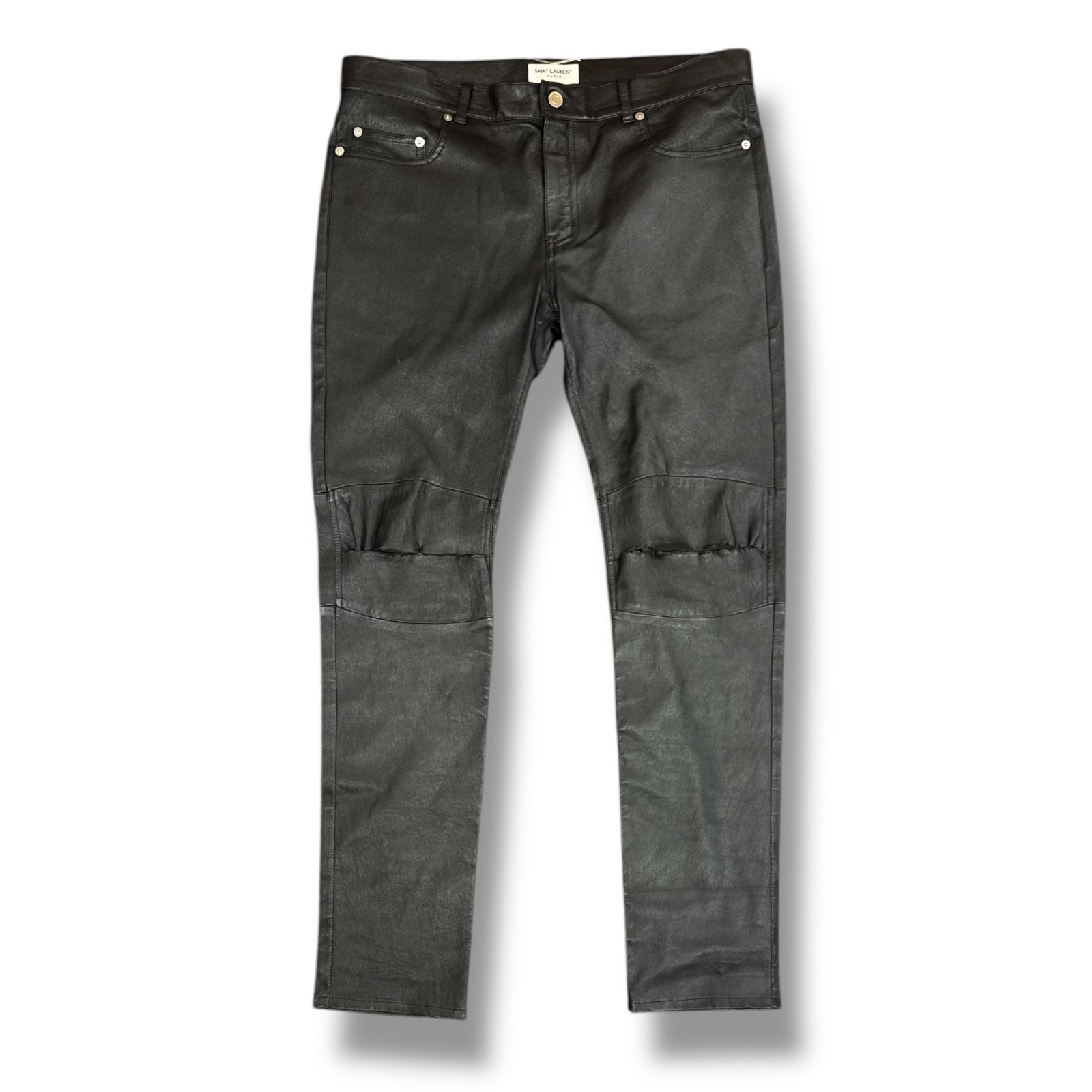国内正規  SAINT LAURENT PARIS 16SS クラッシュ レザー パンツ サンローラン 455816 54  85098A4