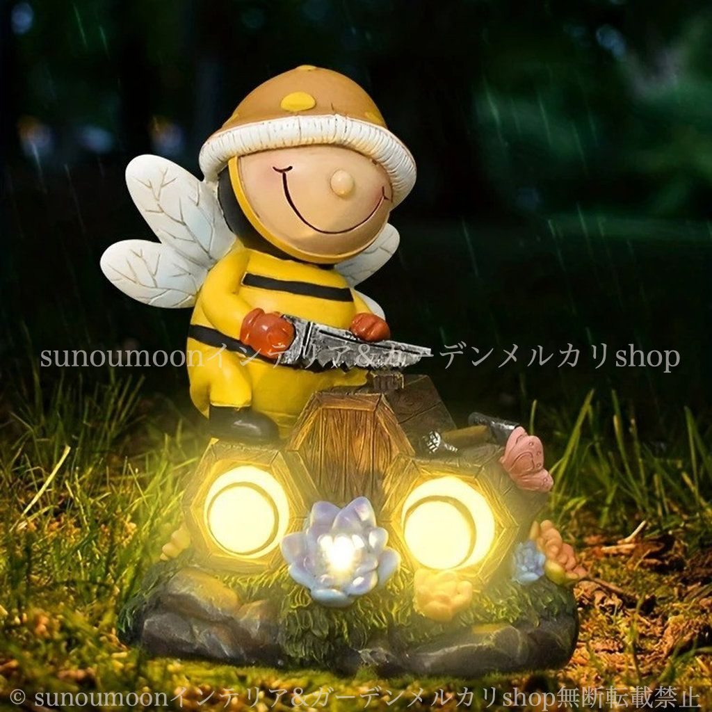 蜜蜂 ガーデンライト ライト ソーラー 4-7 ガーデニング キャラクター 太陽光 ガーデン雑貨 かわいい ガーデンオブジェ 庭の装飾 おしゃれ ミツバチ 雑貨 ガーデン 照明 蜂 ガーデンインテリア インテリア お洒落