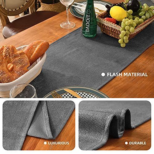 グレー_240x35cm SEASHORE TREE テーブルランナー?テーブルカバー 無地