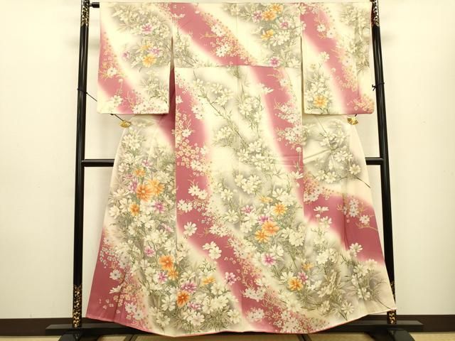 平和屋着物●本場大島紬　白大島　更紗花文　正絹　逸品　AABA0106zg 平和屋着物○本場大島紬 白大島 更紗花文 正絹 逸品 AABA0106zg 平和屋